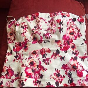 White House Black Market Floral Strapless Top